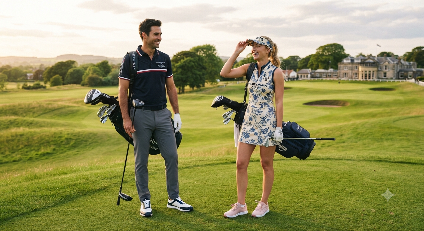 Golfers wearing the MBN apparel collection on the course